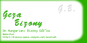 geza bizony business card